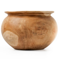 Wooden pot with natural grain and texture on a white background
