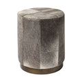 Hexagonal textured stool with a wooden base on a white background