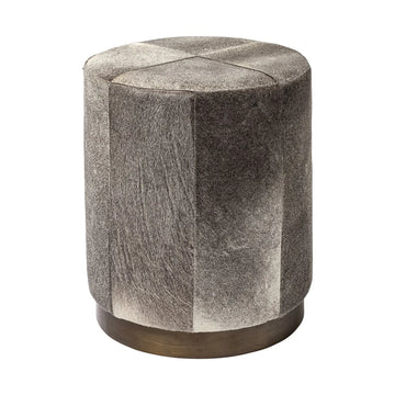 Hexagonal textured stool with a wooden base on a white background