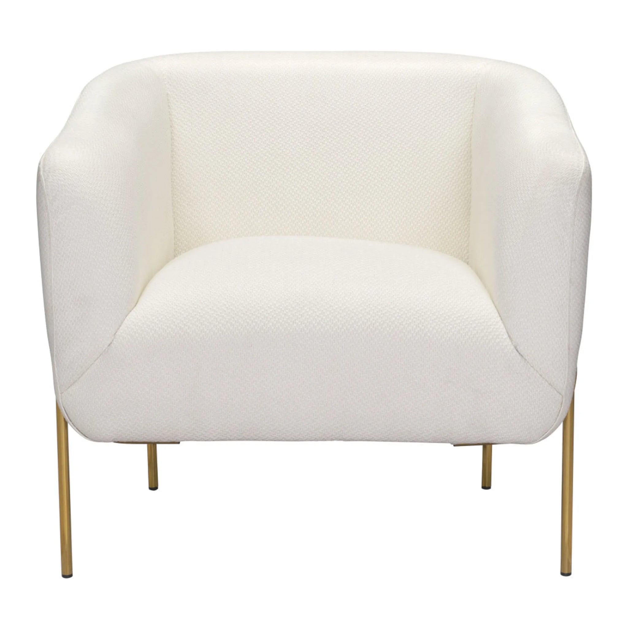 31" Ivory And Gold Fabric Arm Chair