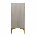 Graywash Geometric Accent Cabinet with Gold Hardware – Two-Door Storage Cabinet