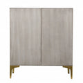 Graywash Geometric Accent Cabinet with Gold Hardware – Two-Door Storage Cabinet