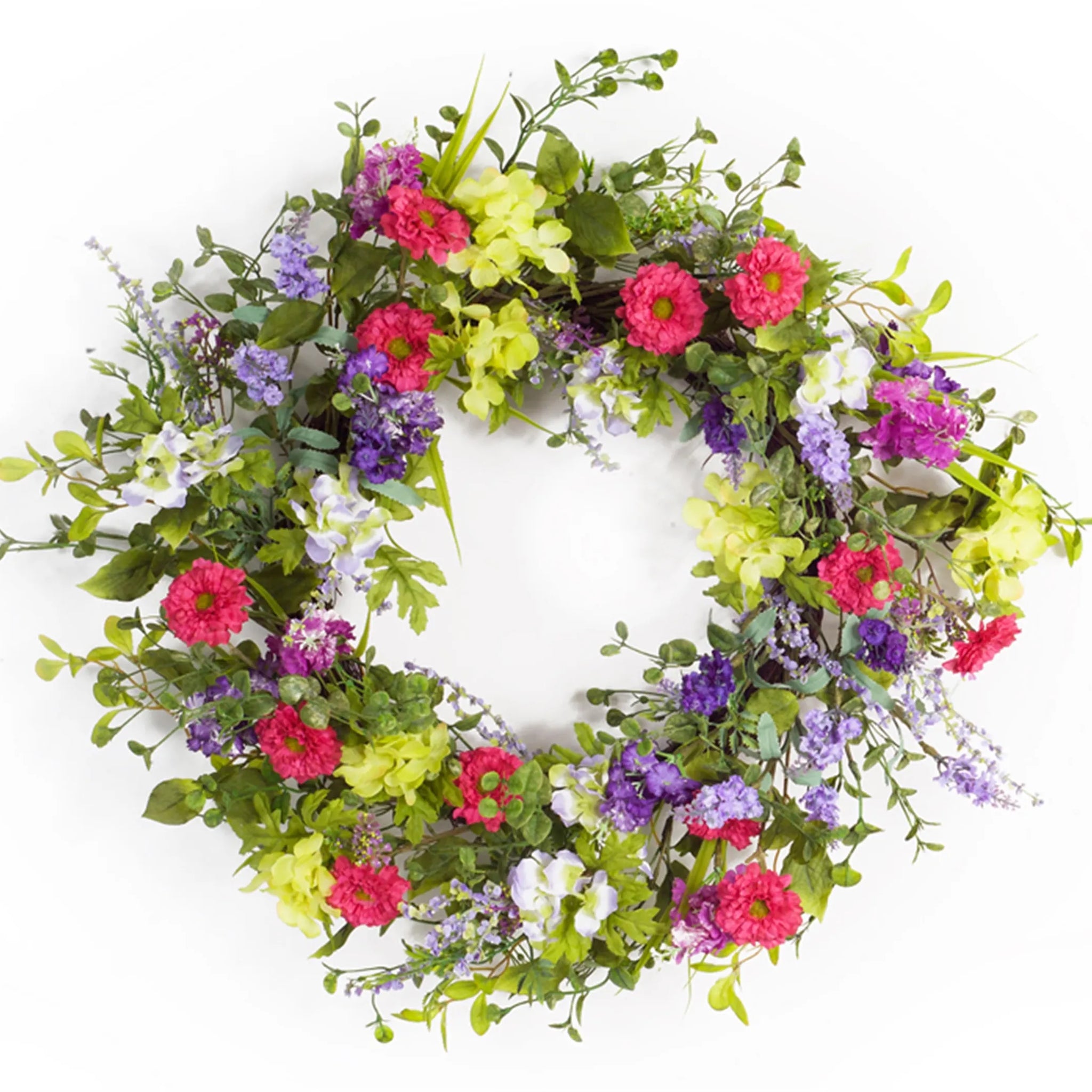 24" Pink and Green Mixed Assortment Artificial Wreath