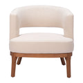Beige and Brown Fabric Arm Chair