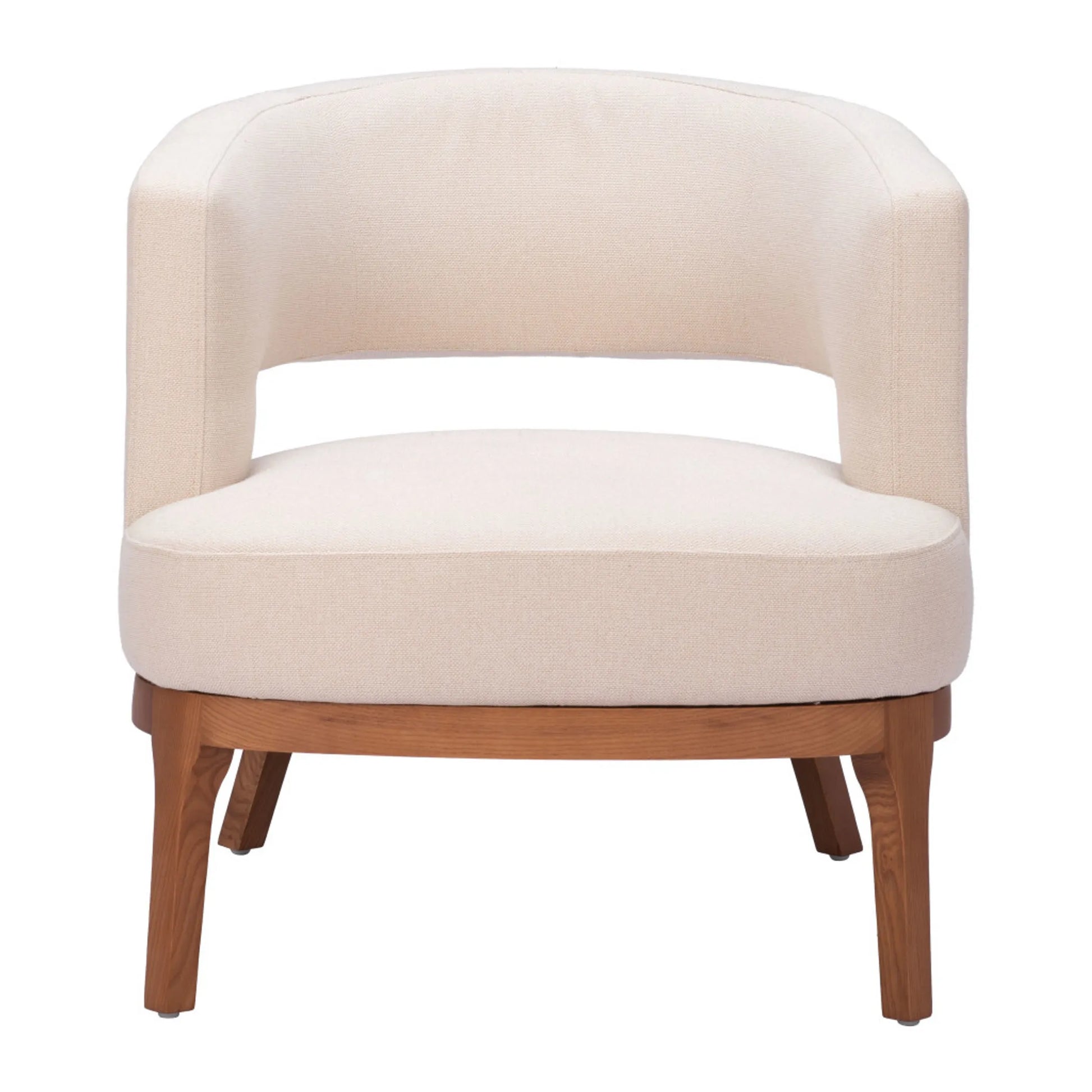 Beige and Brown Fabric Arm Chair