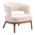 Beige and Brown Fabric Arm Chair