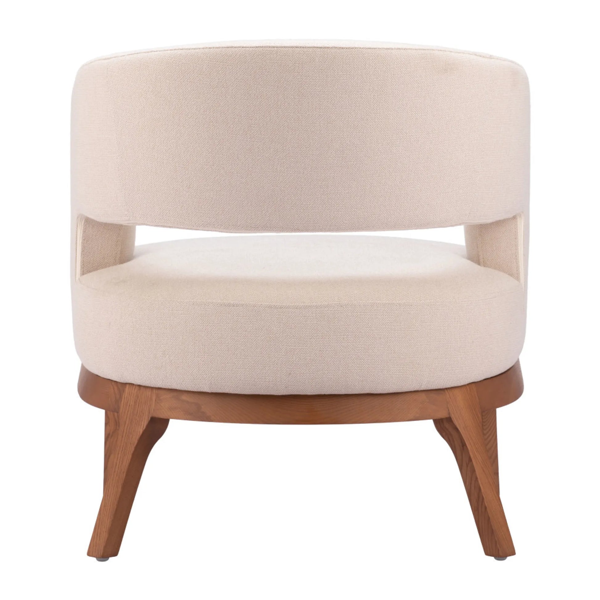 Beige and Brown Fabric Arm Chair