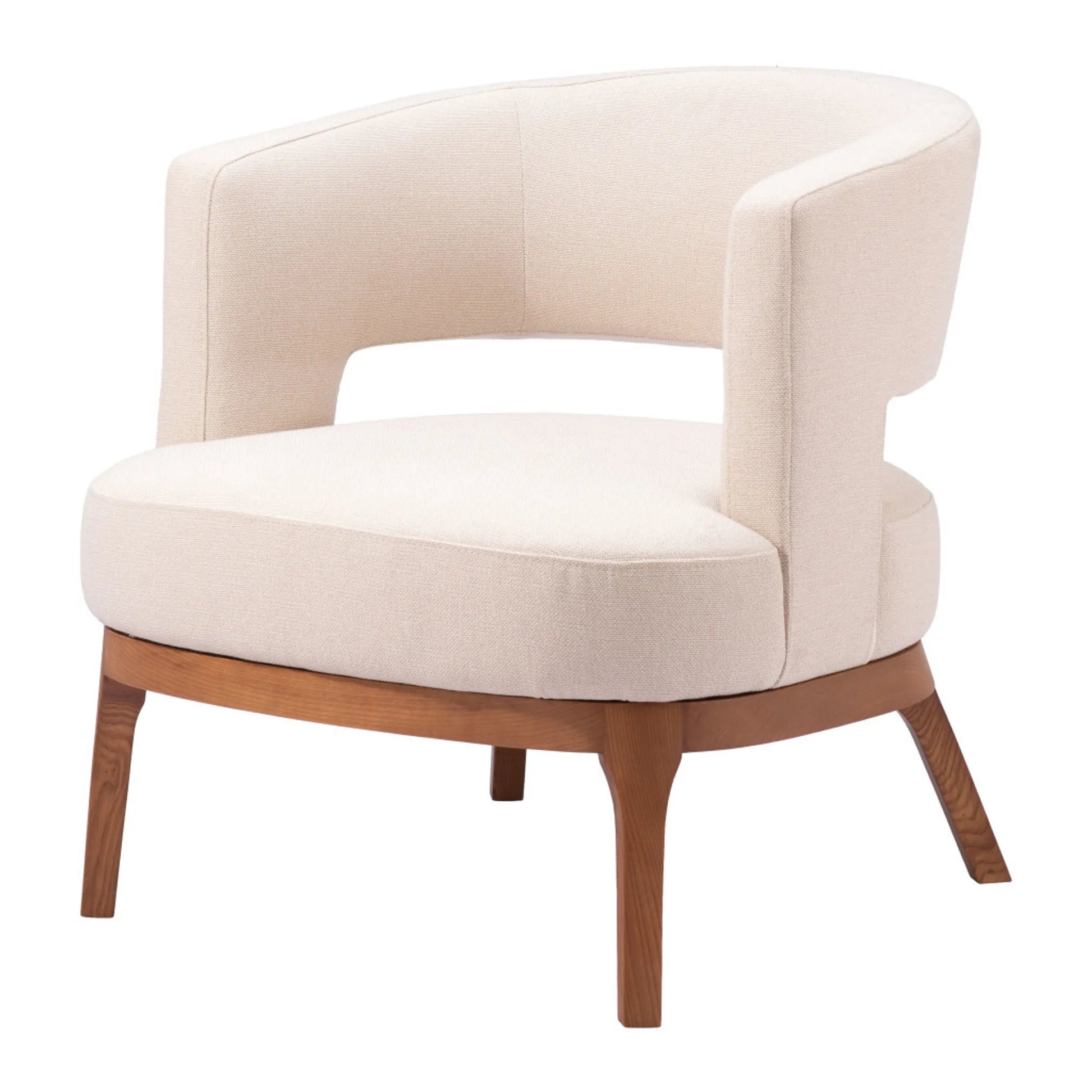 Beige and Brown Fabric Arm Chair