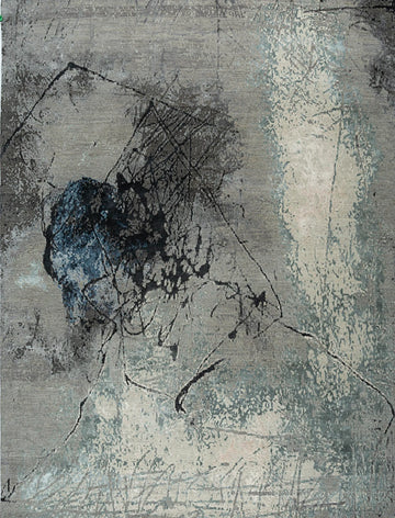 8' X 10' Blue Abstract Hand Knotted Area Rug