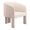 Beige chair with ribbed design on a white background