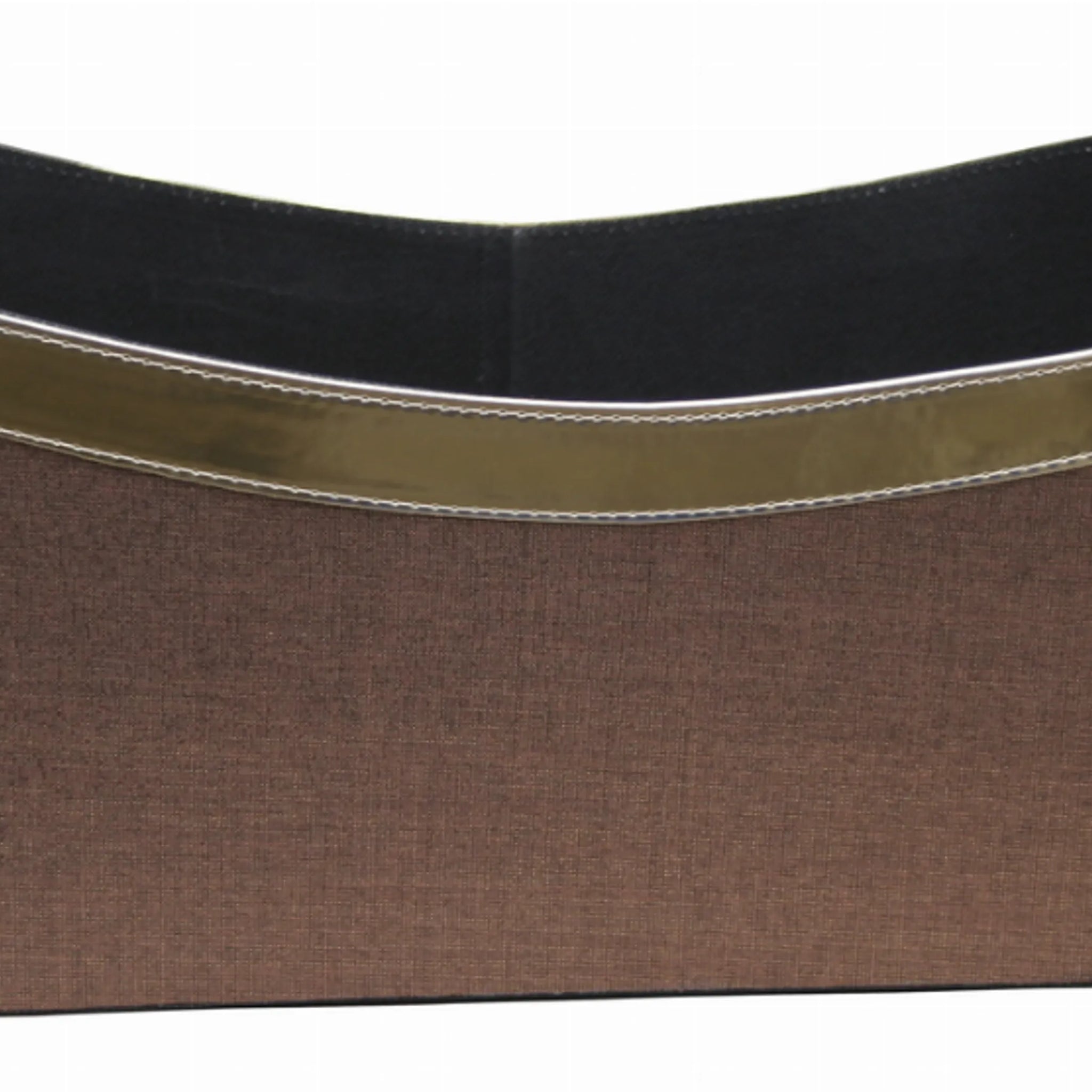 22" Brown Fabric & Gold Faux Leather Tote