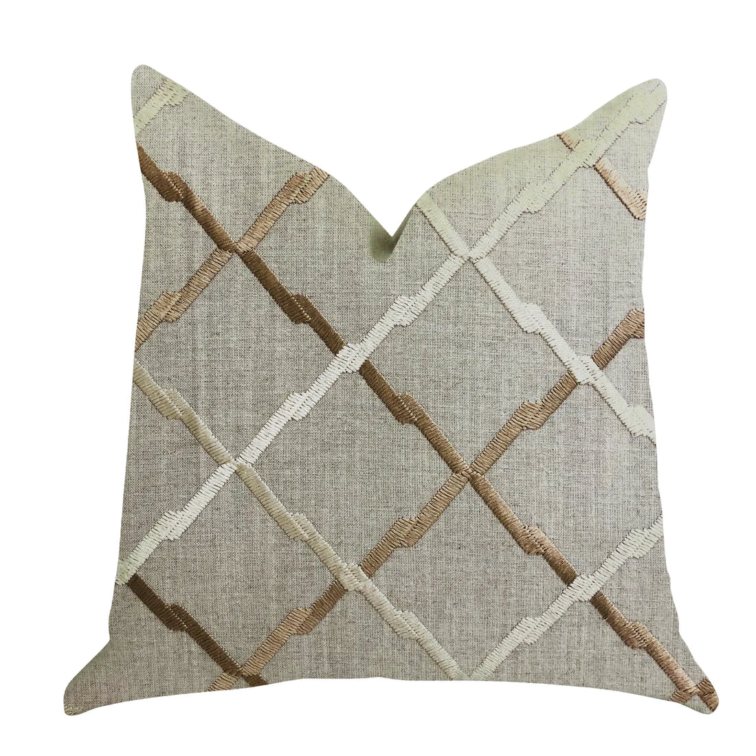 Decorative pillow with a geometric pattern on a white background