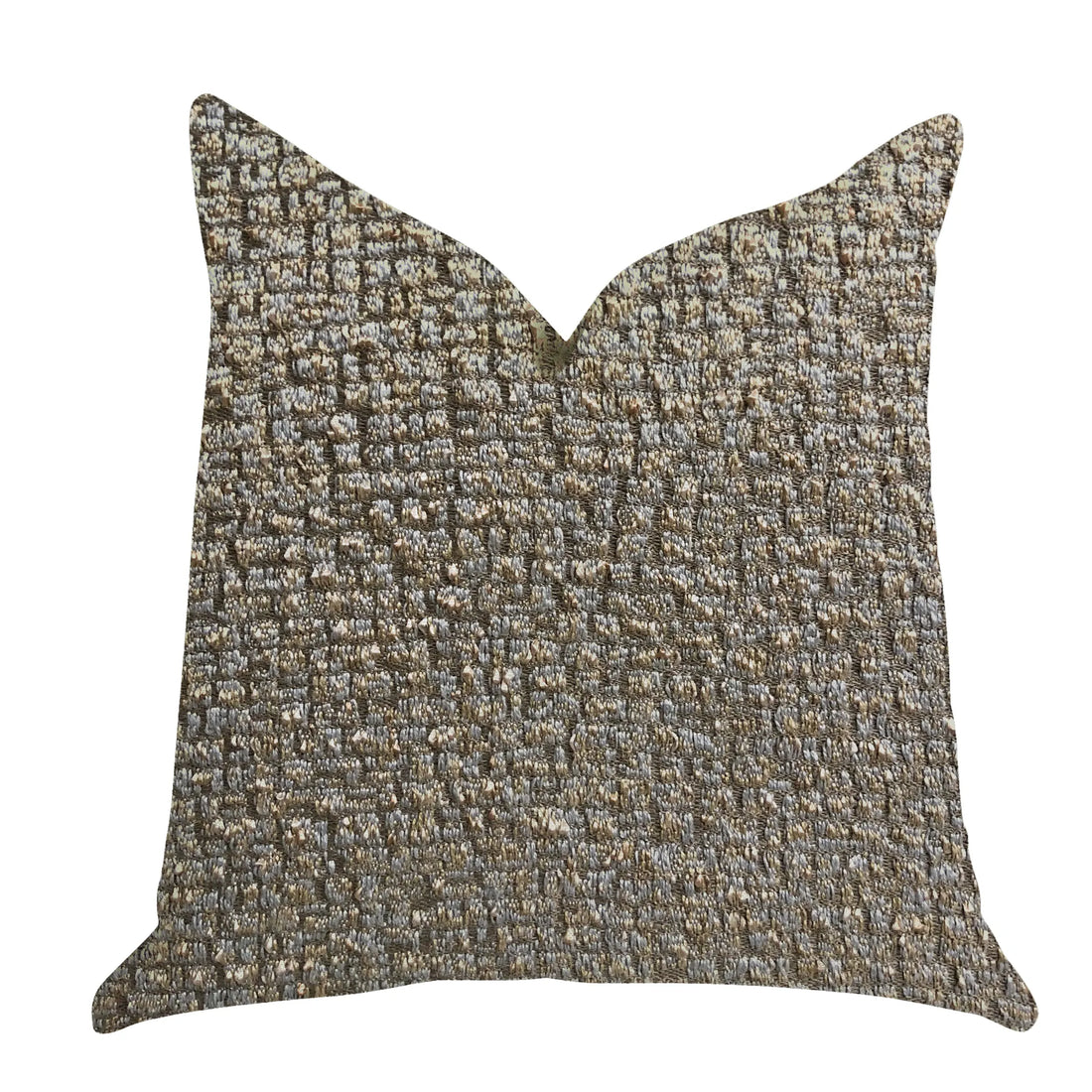 Textured pillow with a geometric pattern on a white background