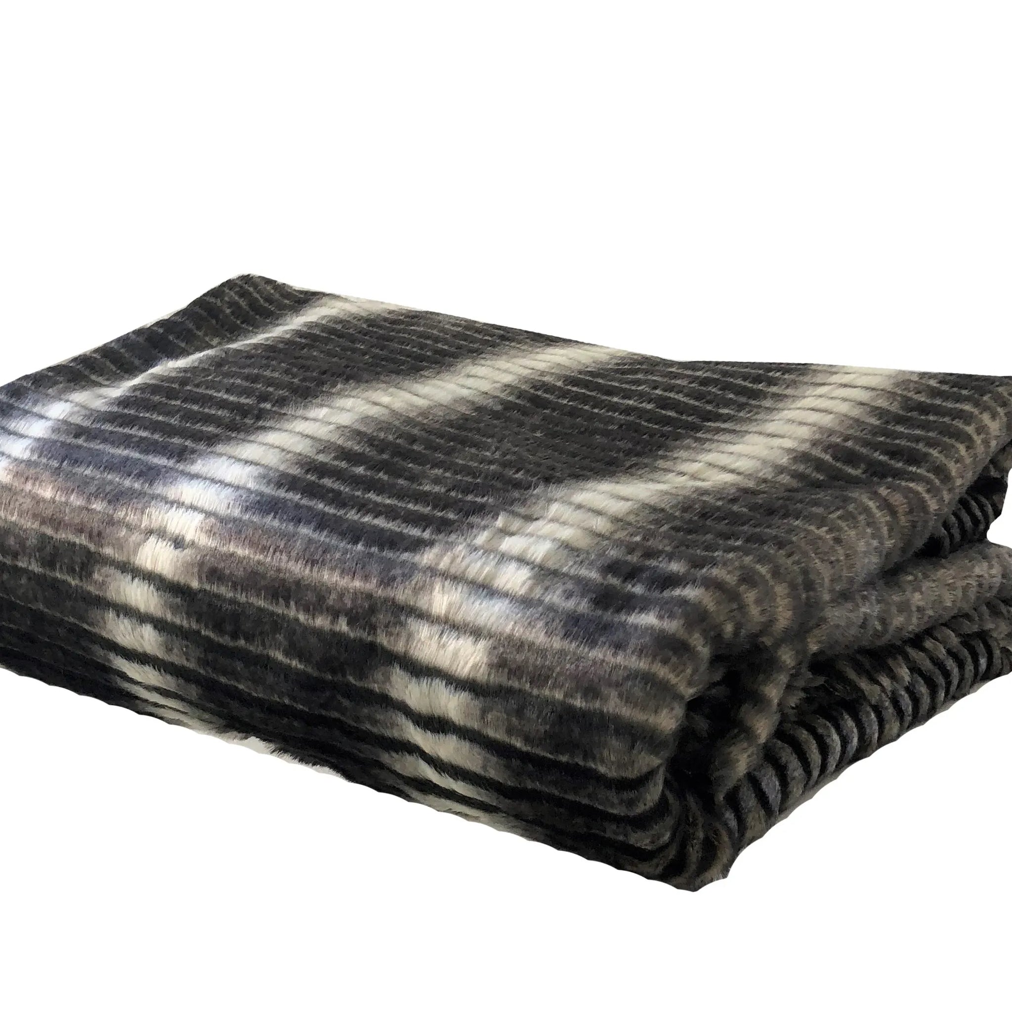 Plutus Gray and Taupe Faux Fur Luxury Throw