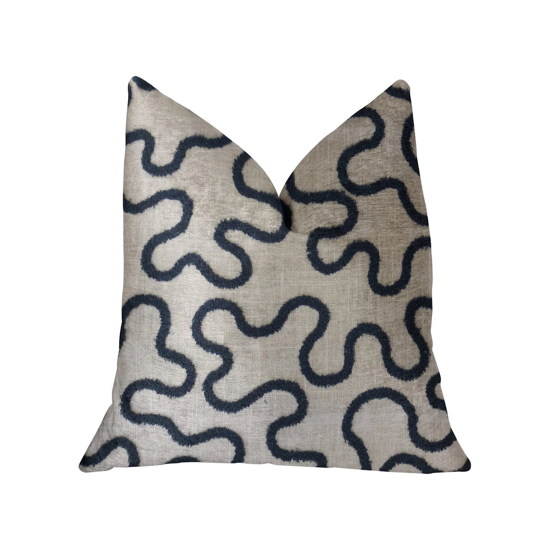 Plutus Chandra Taal blue and beige abstract luxury throw pillow with plush comfort and handmade craftsmanship