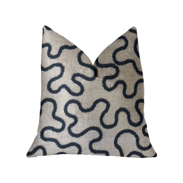 Plutus Chandra Taal Blue and Beige Luxury Throw Pillow