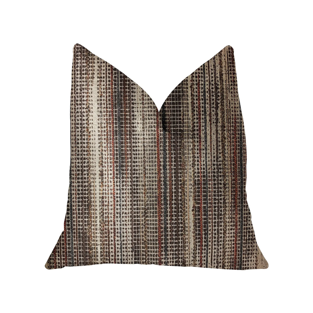 Textured pillow with a striped pattern on a white background