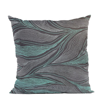 Plutus Blue Leafs Floral Luxury Throw Pillow