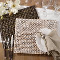 Handwoven woven water hyacinth placemat 14x19 inches in natural tones for tabletop decor