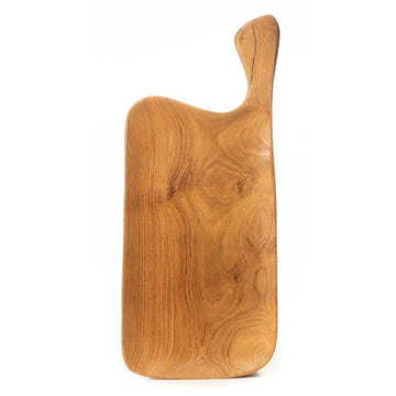 Ono Teak Wood Cheese Board Serving Platter with Handle – Hand-Carved Javanese Teak (9" x 7")