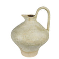 Beige ceramic pitcher on a white background
