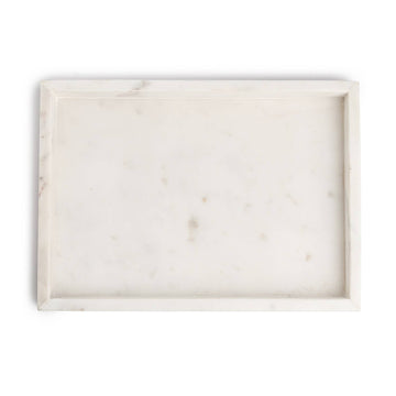 Rectangular marble tray on a white background