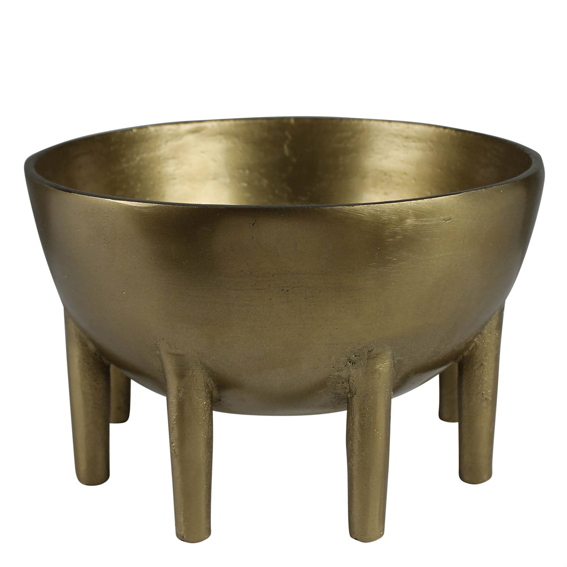 Bronze bowl with legs on a white background