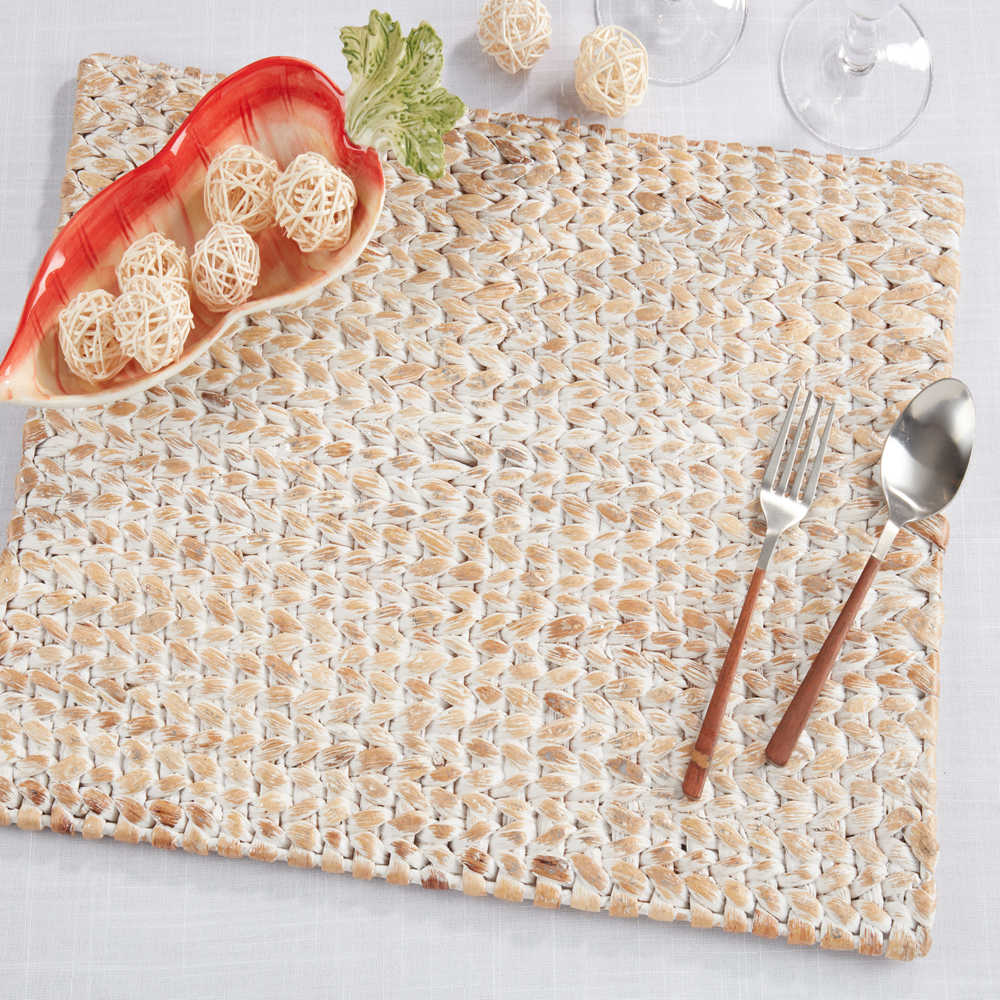 Woven Water Hyacinth 14x19 placemat in natural texture and colors for tabletop decor