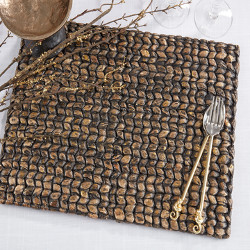 Handwoven woven water hyacinth placemat 14x19 inches natural textured tabletop decor
