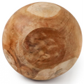 Wooden sphere with natural grain and texture on a white background