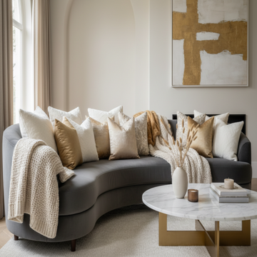 FEATHER PILLOWS AND THROWS IN A SOFA