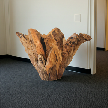 18 in Teak Tulip Vessel – Solid Teak Wood Decorative Bowl