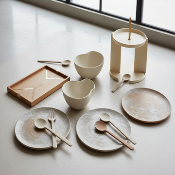 unique serveware in neutral colors